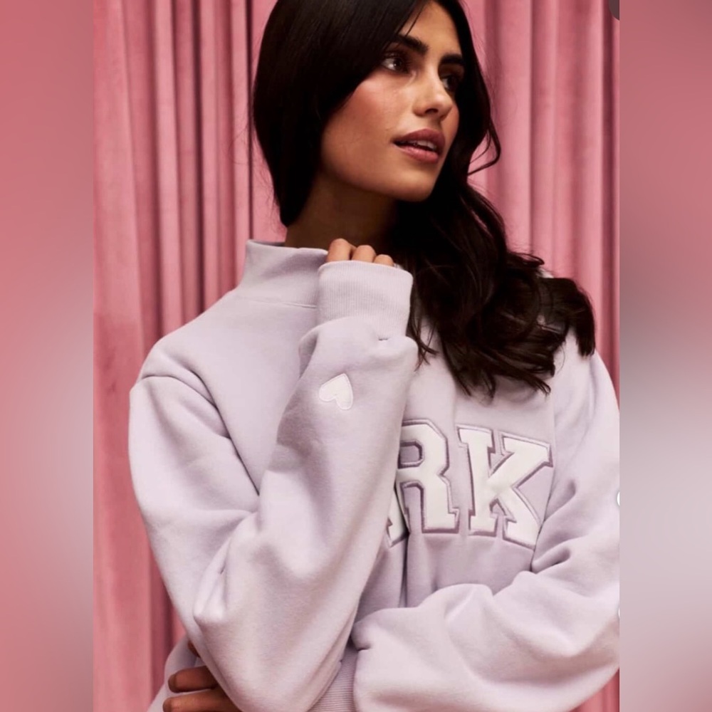 Parke varsity lavender and white mock neck